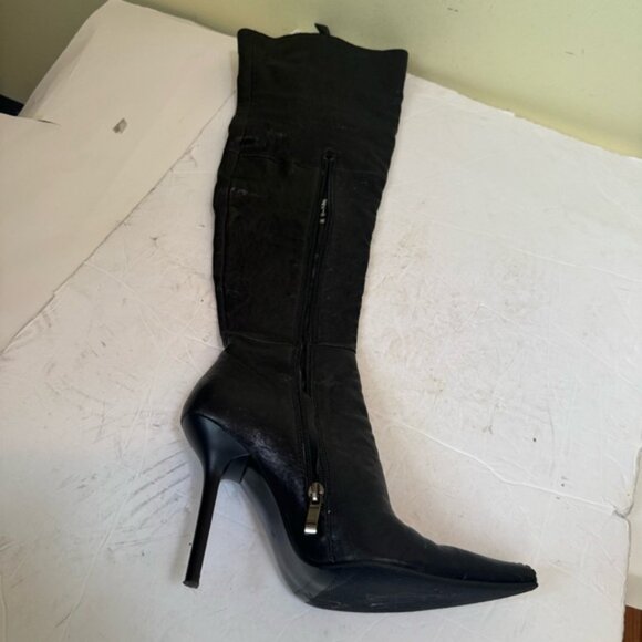 Z London Leather Over The Knee Tall Boots Zip Lace Up Stiletto Heels Black 36 - Picture 11 of 16